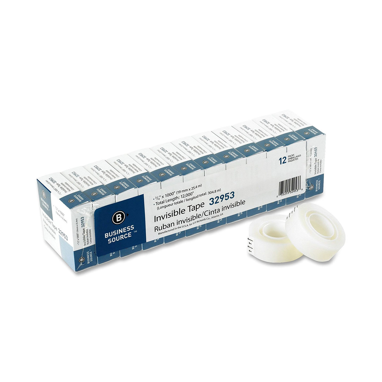 Invisible Tape, 1 Core, 3/4x1000, 12/PK, Clear (BSN32953)