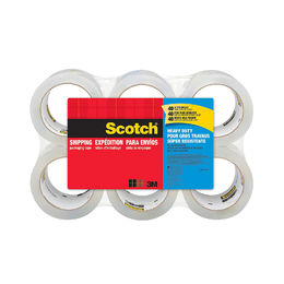 Scotch Heavy Duty Shipping Packaging Tape, 3" Core, 1.88" x 54.6 Yards (6 Pack)