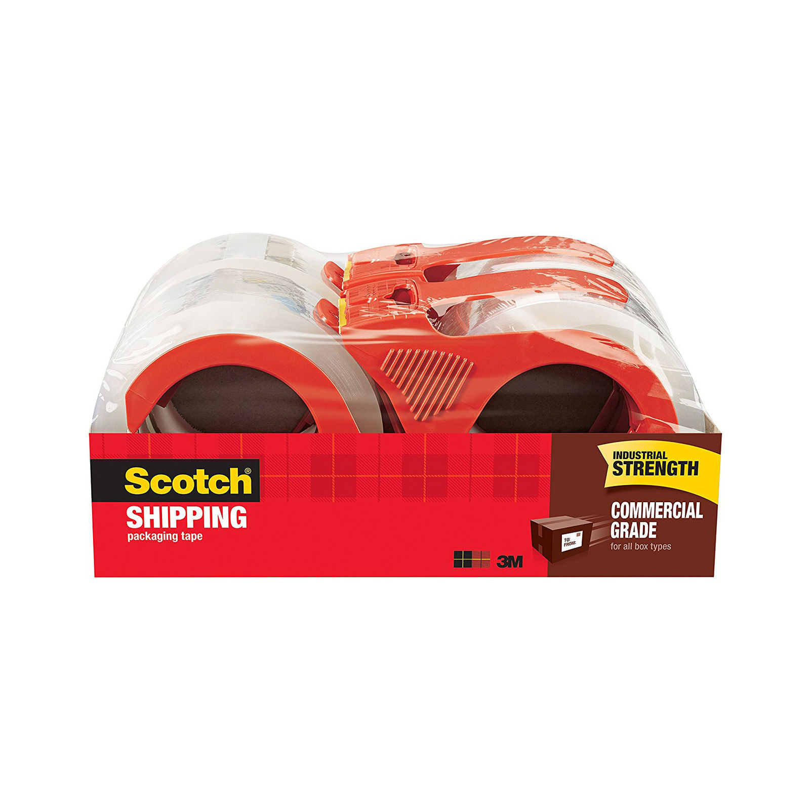 3750-2-ST Designed for Packing 3 Core Guaranteed to Stay Sealed 2 Rolls w/1 Dispenser 1.88 x 54.6 yd Shipping and Mailing Scotch Commercial Grade Packaging Tape Clear 