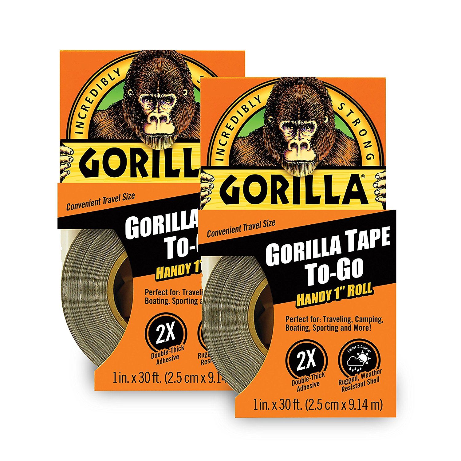 Gorilla 6100116 Duct Tape To-Go 1" x 10 yd (2 Pack)