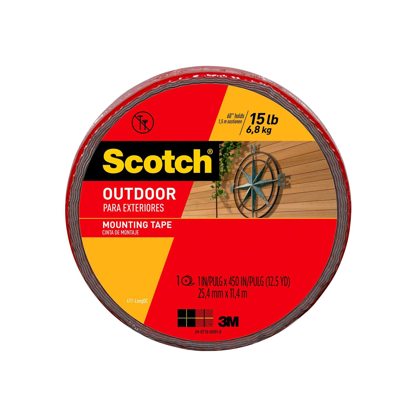 Scotch Outdoor Mounting Tape, 1-inch x 450-inches