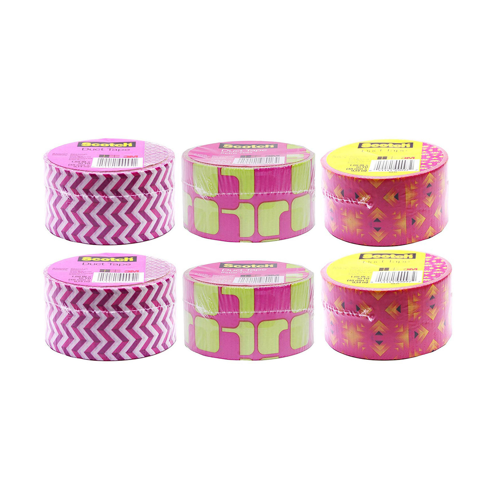 Scotch Duct Tape, Assorted Patterns, 2 of each (6 Pack)